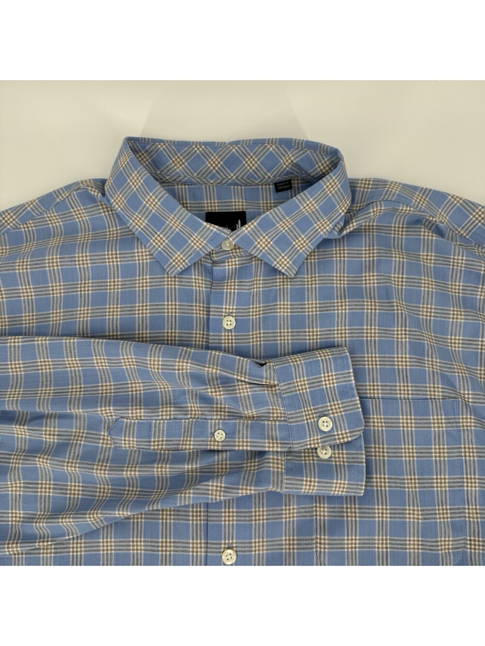 Johnnie-O Performance Plaid Blue Casual Breathable Button Down Dress Shirt XXL